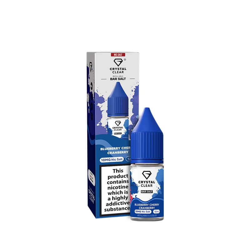 Crystal Clear Bar Salts Blueberry Cherry Cranberry Nic Salts 10ml E-Liquid