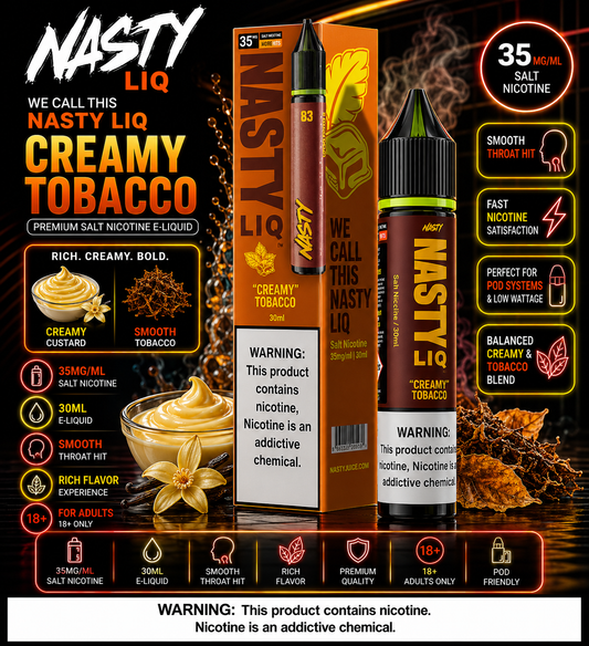 Creamy Tobacco - Nasty Liq | 30ML Nic Salt Juice | 35MG, 50MG | Vape Mash India