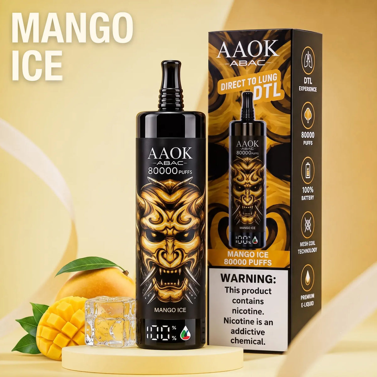 AAOK AK80000 disposable vape - Mango Ice flavour