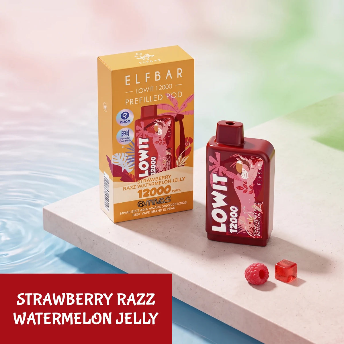 ELFBAR LOWIT 12000 disposable vape - Strawberry Razz Watermelon Jelly flavour