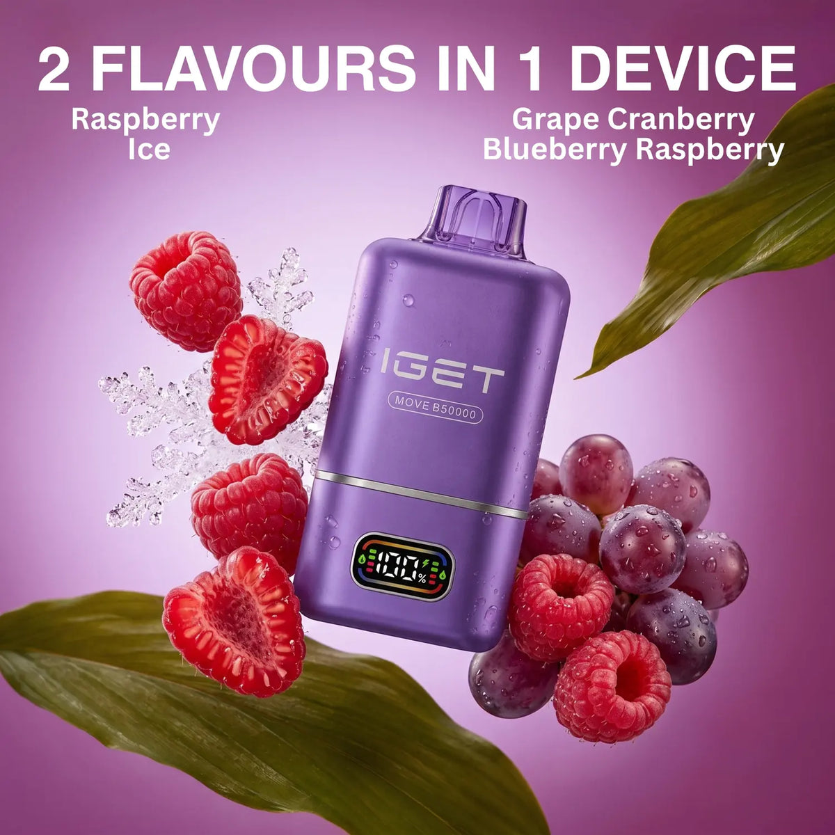 IGET Move 50K disposable vape - Raspberry Grape flavour